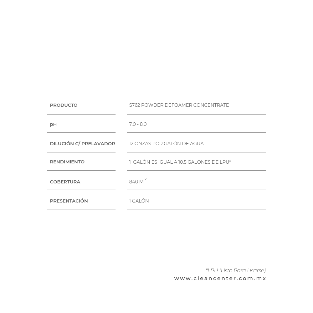 S762 POWDER DEFOAMER CONCENTRATE