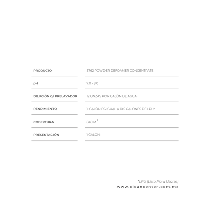 S762 POWDER DEFOAMER CONCENTRATE